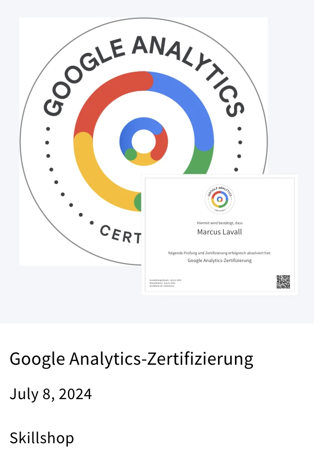 google analytics Zertifikat